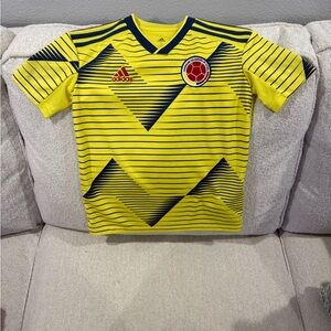 Colombia Adidas Kids Yellow and Navy Soccer Jersey